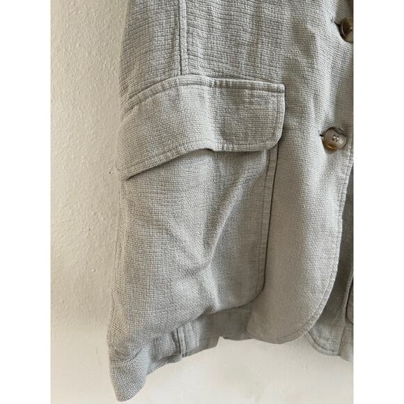 Madewell Breezewoven Gray Basketweave Button Linen Blend Blazer Jacket sz Small - Picture 6 of 15